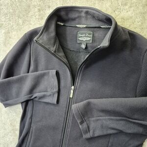 Straight Down Swing Jacket Womens L Black Full Zip Knit Fleece Lined Ribbed Golf